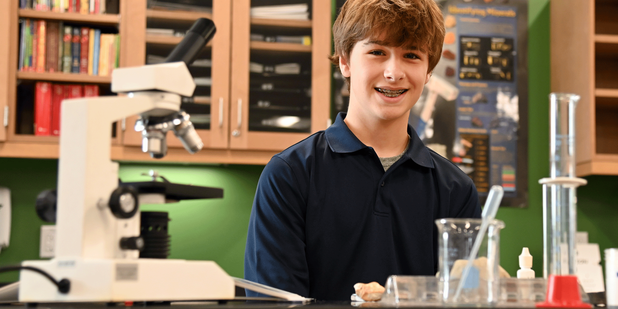 science student in lab