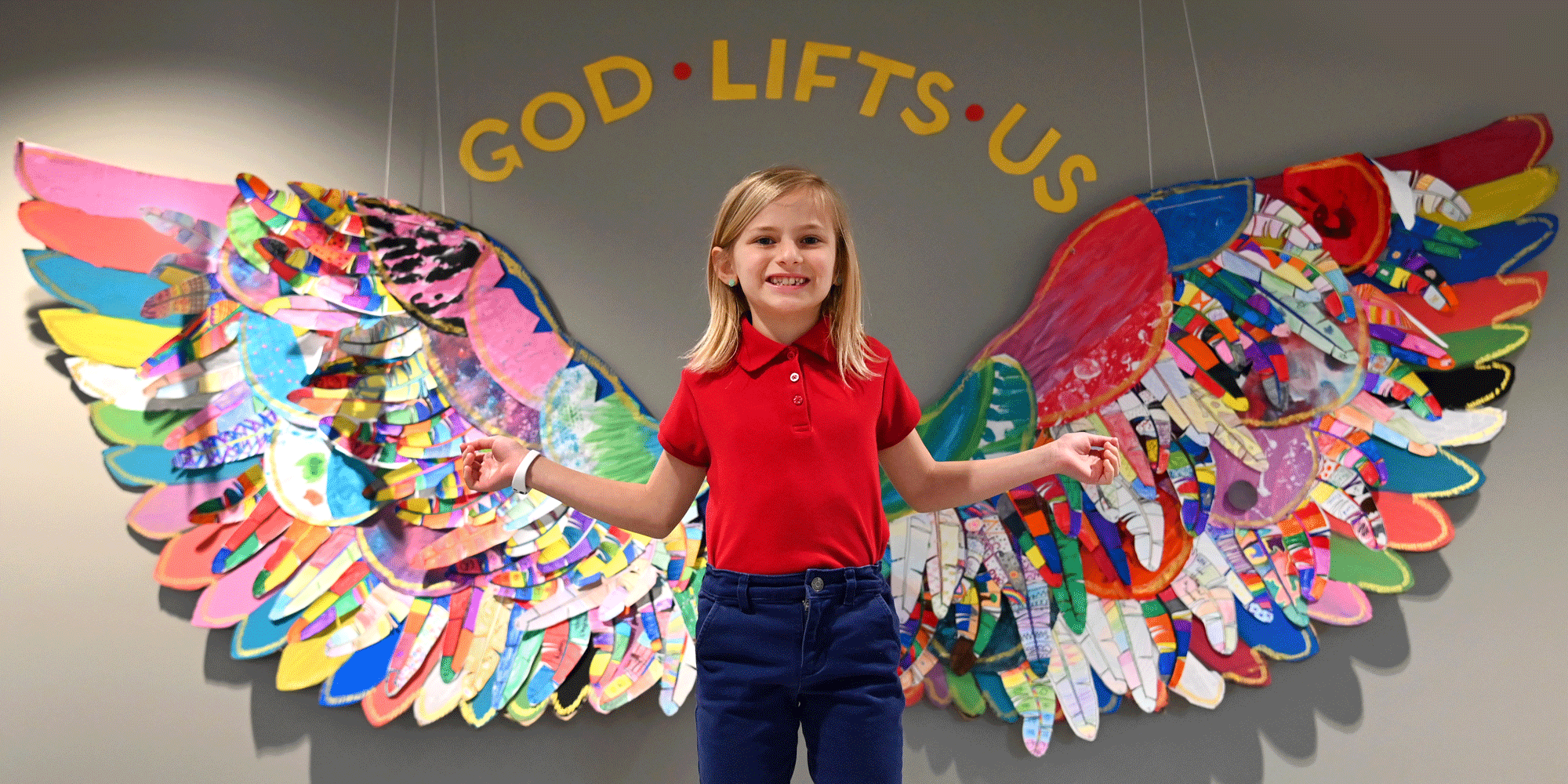 student with wings