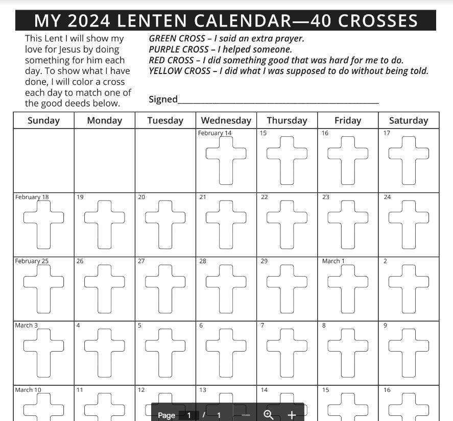 Lenten calendar